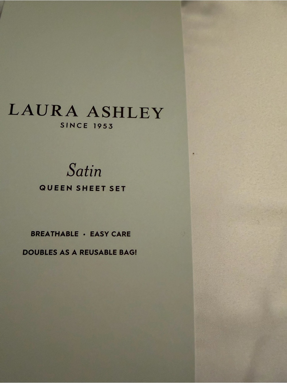 Satin Bliss Pale PINK Laura Ashley Queen Sheet Set - BONUS Storage Bag NWT - Picture 7 of 7